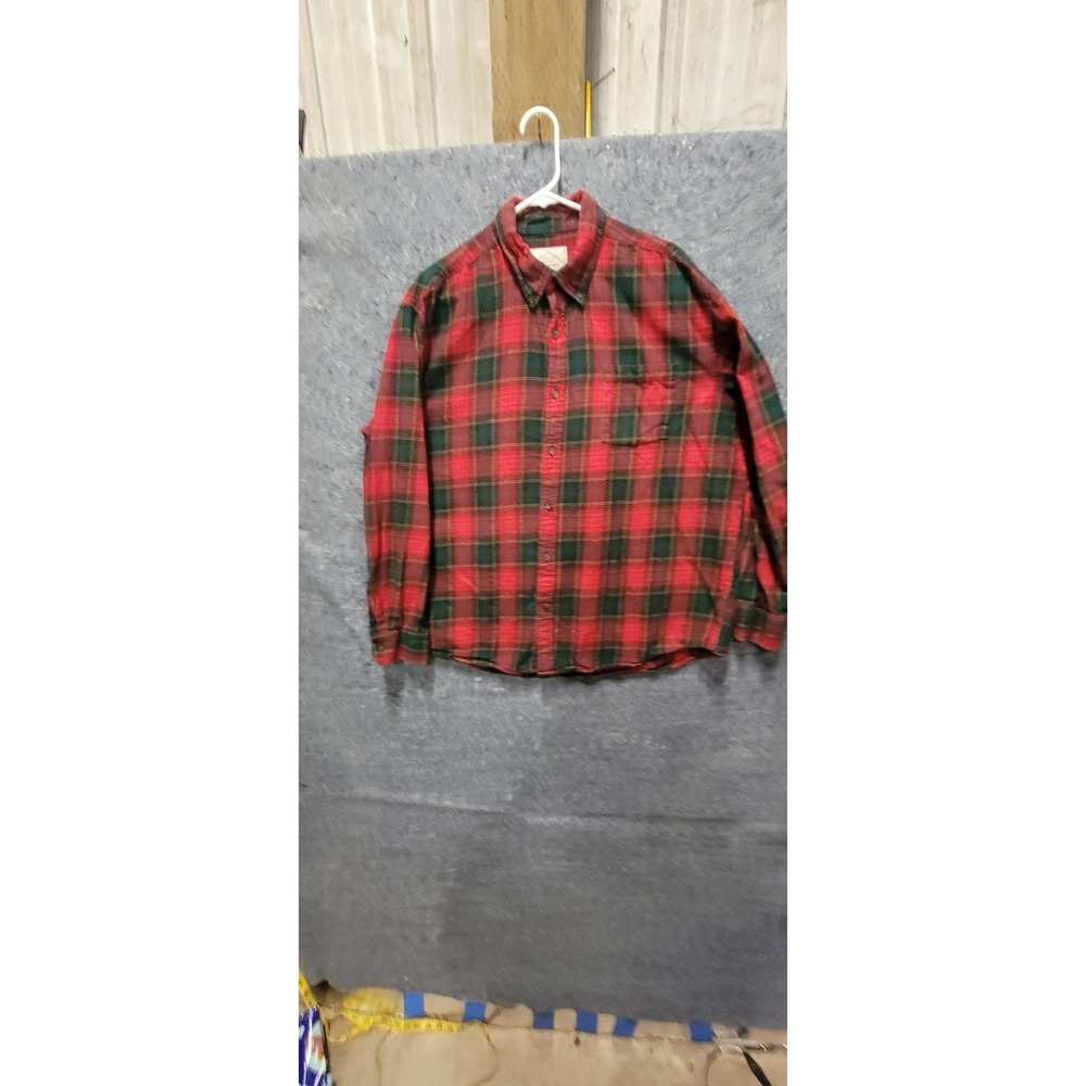 St Jon'ts Bay Men's Red Green Plaid Long Sleeve Button Up Shirt XL